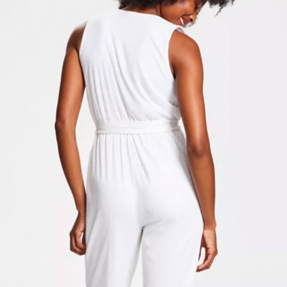 I.N.C. White Sequin Sleeveless Jumpsuit - Picture 7 of 16